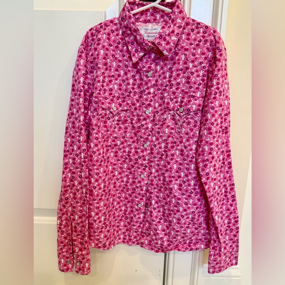 Panhandle Girls pink western style top size L